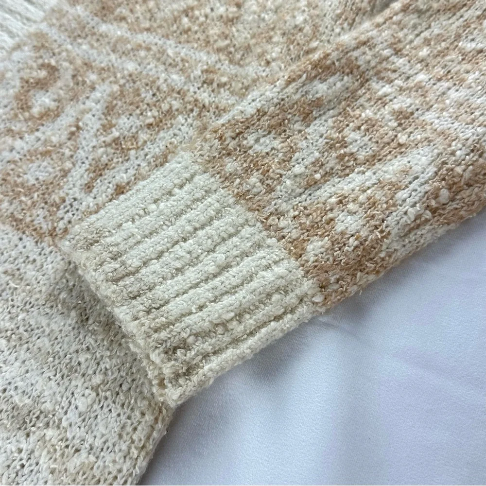 JOIE Longline Nordic Duster Cardigan in Cream/Tan Bouclé Knit Size X-Small (NWT) - Picture 11 of 14